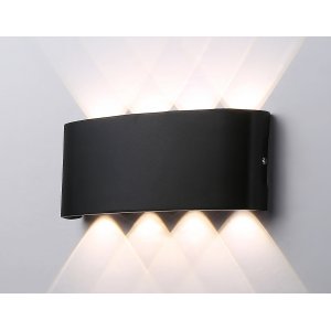 Чёрный уличный настенный светильник для подсветки стены 8Вт 4200К IP65