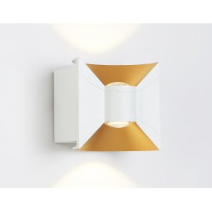 Бело-золотой уличный настенный светильник подсветка в две стороны 6Вт 4200К