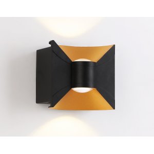 Чёрно-золотой уличный настенный светильник подсветка в две стороны
