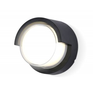 Чёрный круглый уличный настенный светильник 12Вт 4200К IP65