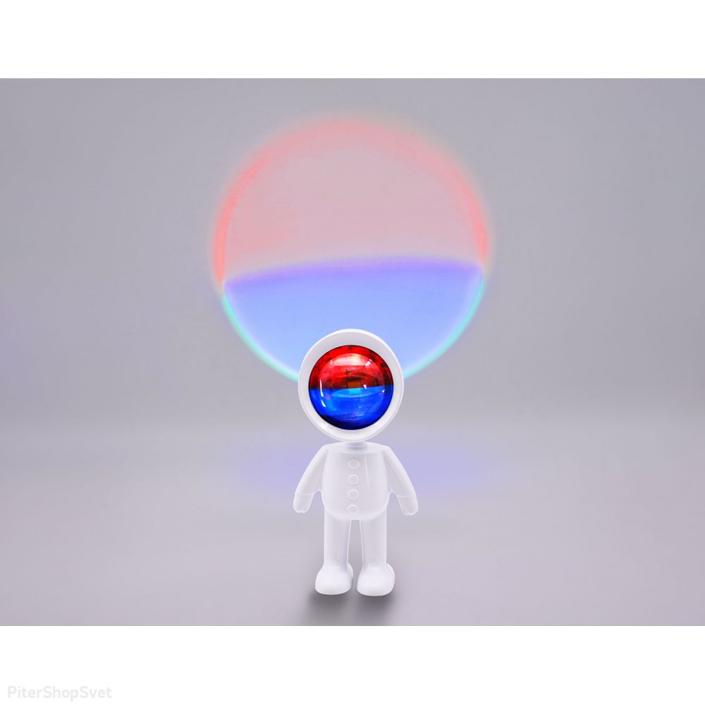 Атмосферная светодиодная настольная лампа белый человечек с сенсорным выключателем, красный+синий свет DE8225
