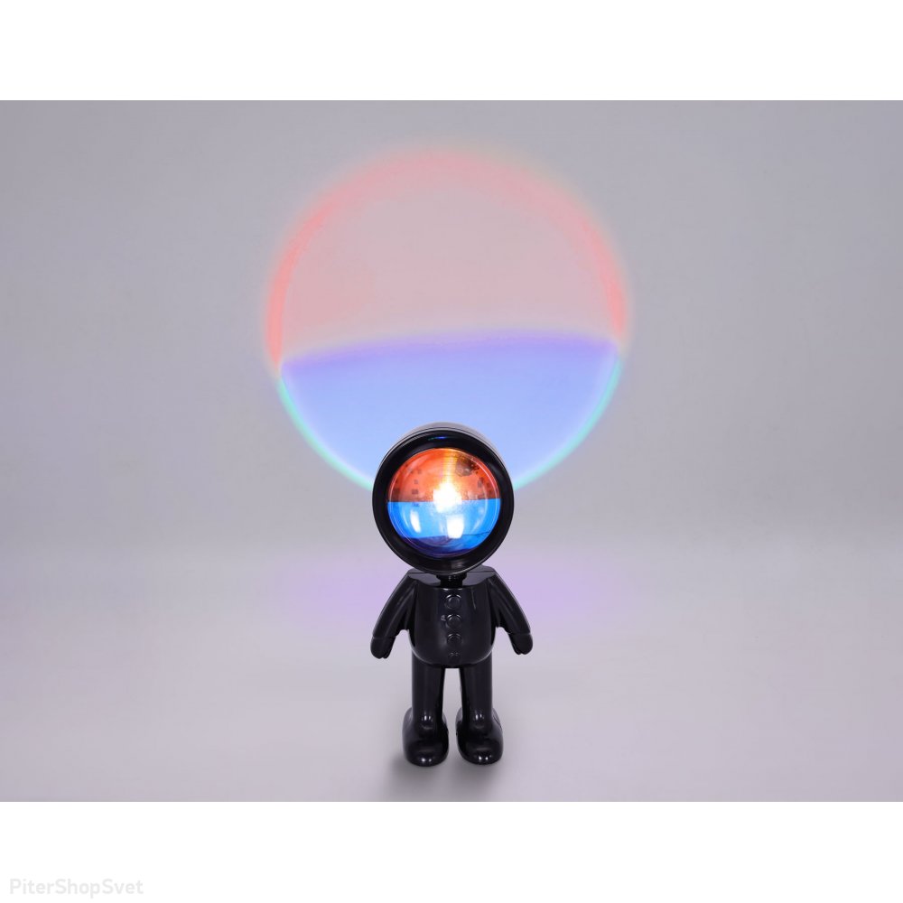 Атмосферная светодиодная настольная лампа чёрный человечек с сенсорным выключателем, красный+синий свет DE8227