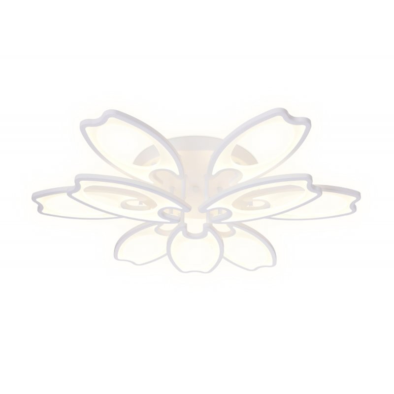 Белая светодиодная потолочная люстра цветок с пультом ДУ 162Вт 3000-6400К «Original» FA579