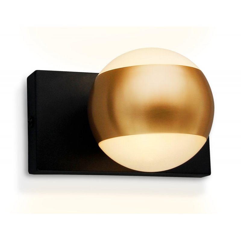 Чёрно-золотой настенный светильник шар для подсветки «Wall» FW571