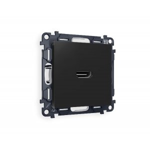 Комплект механизма розетки HDMI 2.0 40V/500mA 2.0GHz 5-18Gbit/s, чёрный матовый «Quant Alfa»