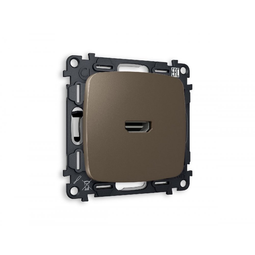 Комплект механизма розетки HDMI 2.0 40V/500mA 2.0GHz 5-18Gbit/s, тёмная бронза матовый «Quant Omega» MO644010