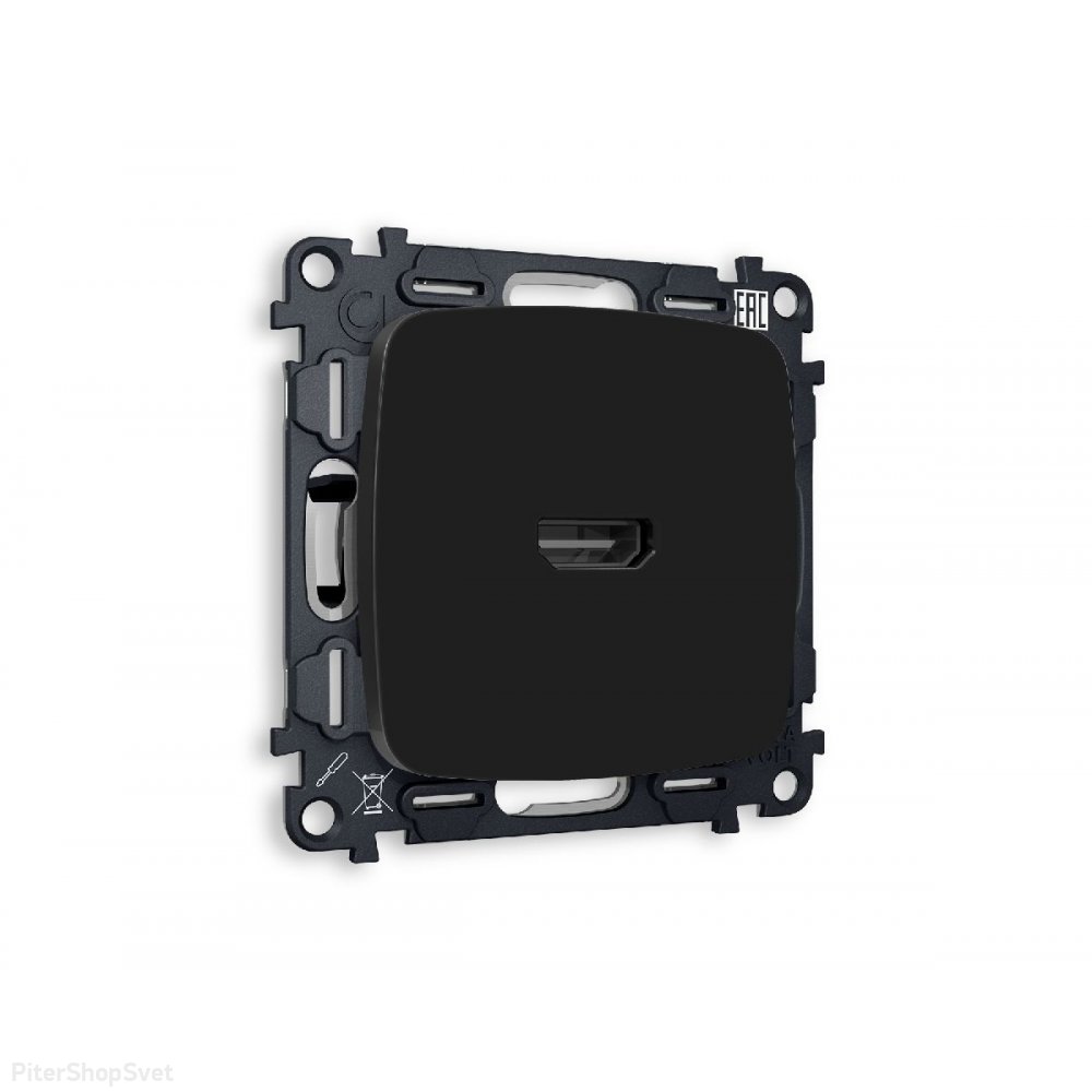 Комплект механизма розетки HDMI 2.0 40V/500mA 2.0GHz 5-18Gbit/s, чёрный матовый «Quant Omega» MO814010