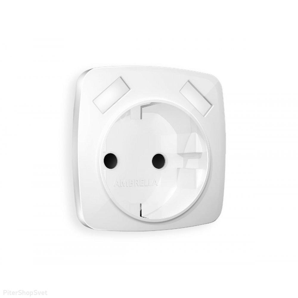 Лицевая панель для розетки с/з со шторками 2USB A+A, белый глянец «Opera Omega» OP1090