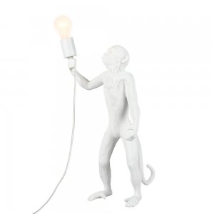 Белая настольная лампа обезьяна с лампочкой в лапе «Magali»