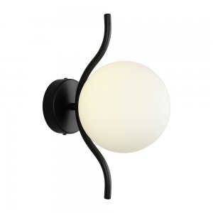 Чёрный настенный светильник с белым плафоном шар «Jagna»