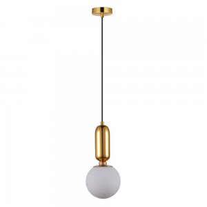 Подвесной светильник бронзового цвета с белым шаром Ø20см «Aniela»