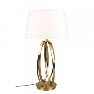 Настольная лампа золотого цвета с белым абажуром «Sharlota»