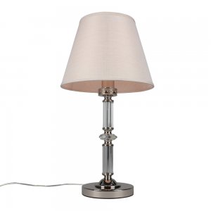 Хромированная настольная лампа с бежевым абажуром «Mikele»