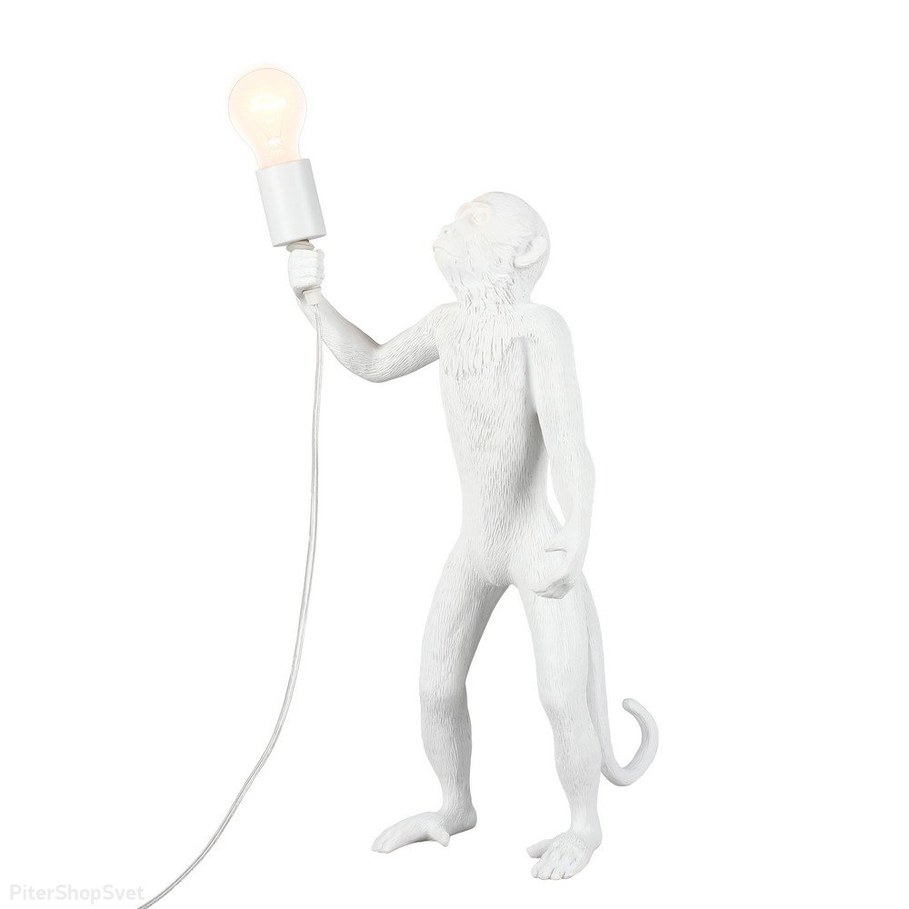Белая настольная лампа обезьяна с лампочкой в лапе «Magali» APL.309.04.01