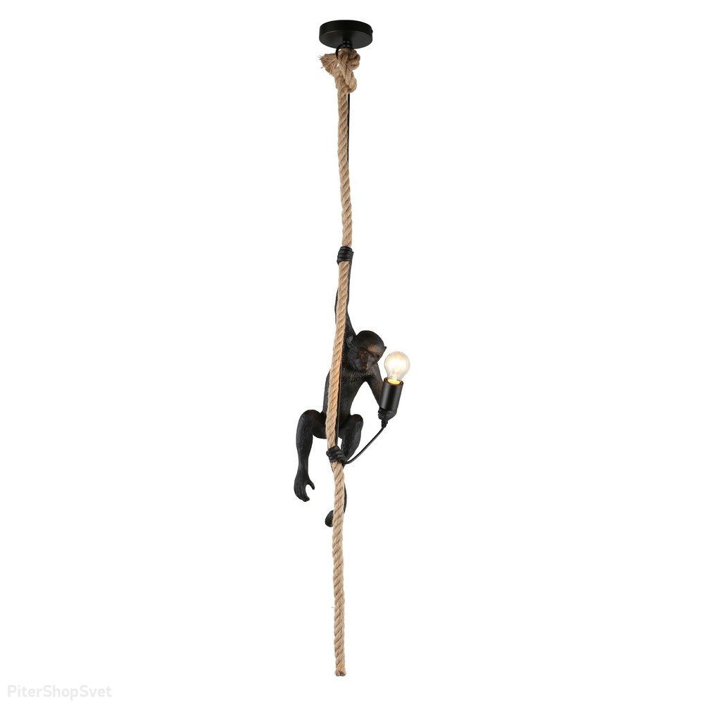 Подвесной светильник чёрная обезьяна на канате с лампочкой в лапе «Magali» APL.309.16.01