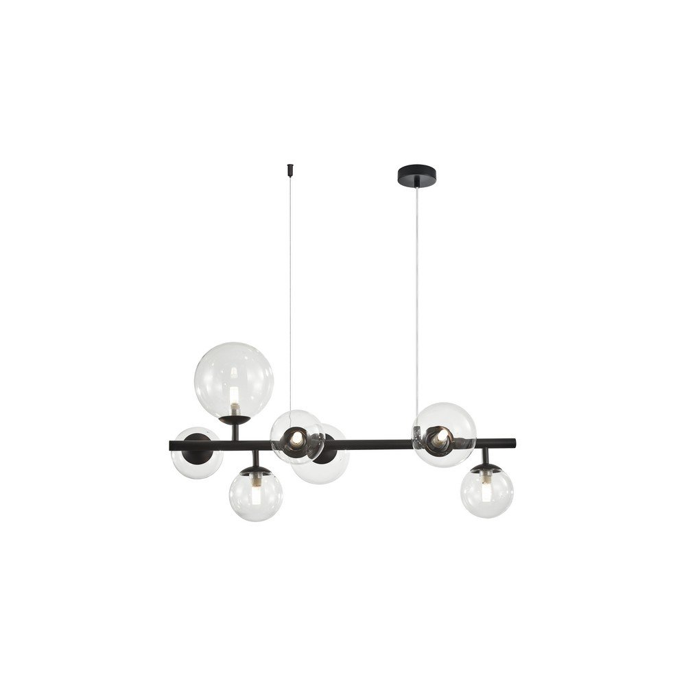 Чёрный длинный подвесной светильник с прозрачными шарами «Feliche» APL.334.03.07