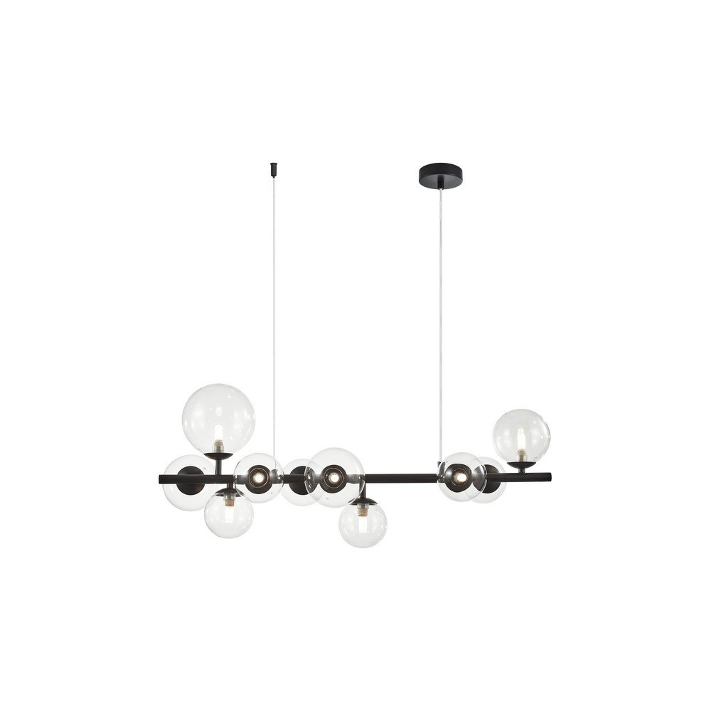 Чёрный длинный подвесной светильник с прозрачными шарами «Feliche» APL.334.03.10