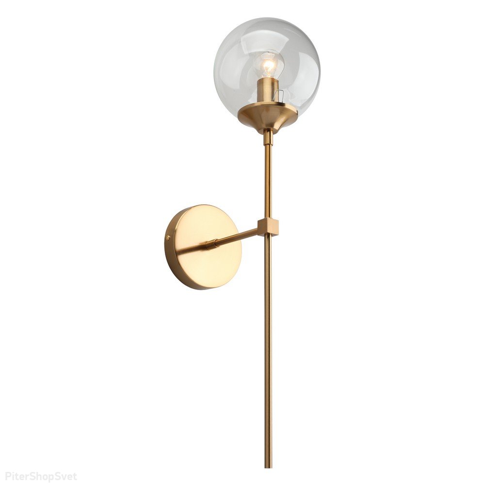Латунный настенный светильник факел с плафоном шар «Dominika» APL.908.01.01