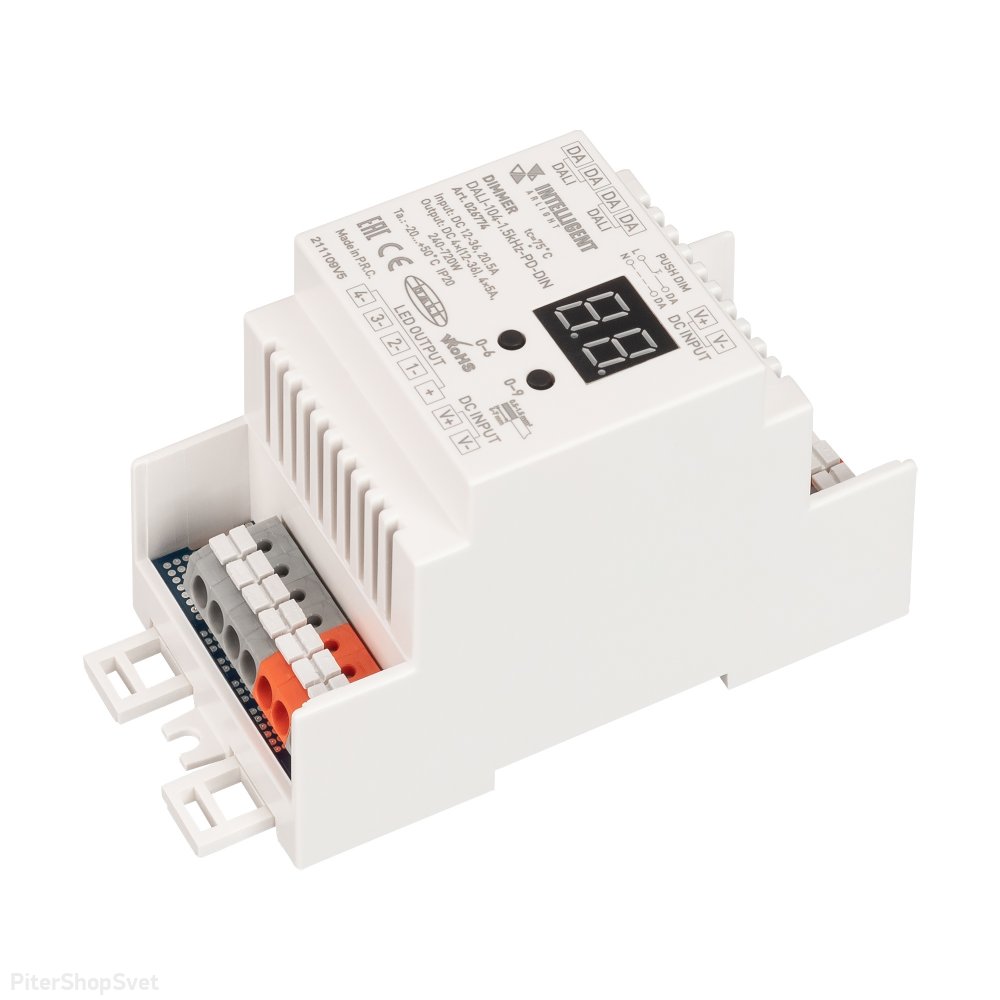 DALI диммер на 4 адреса, для RGB+W светодиодных лент «INTELLIGENT DALI-104-1.5kHz-PD-DIN» 026774