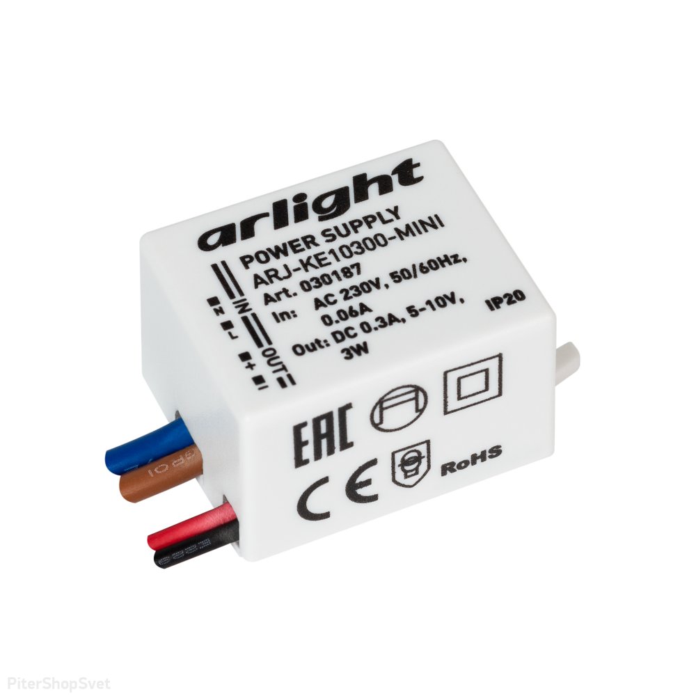 3Вт Источник тока для светильников и мощных светодиодов IP20 «ARJ-KE10300-MINI» 030187