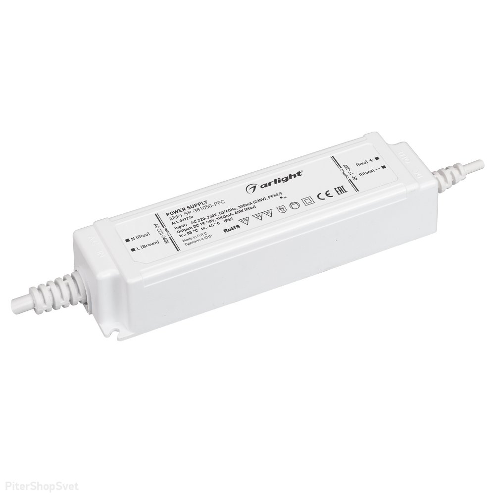 40Вт Источник тока для светильников и мощных светодиодов IP67 «ARPJ-SP-381050-PFC» 037270