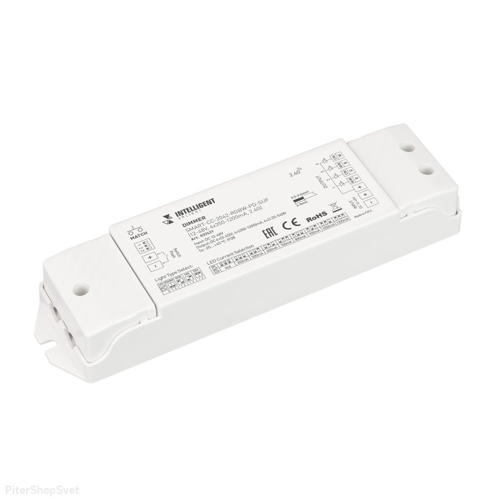 Контроллер тока RGBW для светодиодных RGBW светильников (ШИМ) «INTELLIGENT SMART-CC-2042-RGBW-PD-SUF» 037421