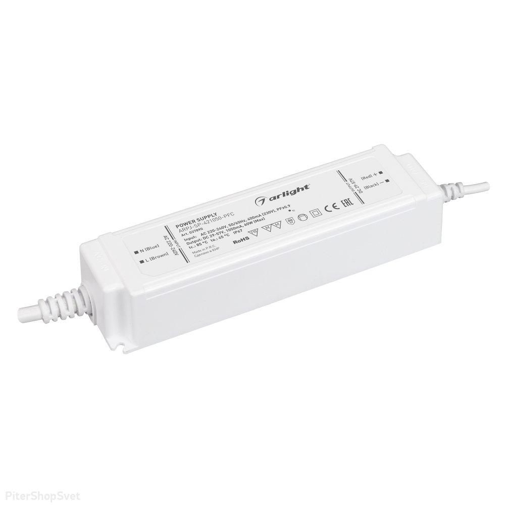60Вт Источник тока для светильников и мощных светодиодов IP67 «ARPJ-SP-421050-PFC» 037890