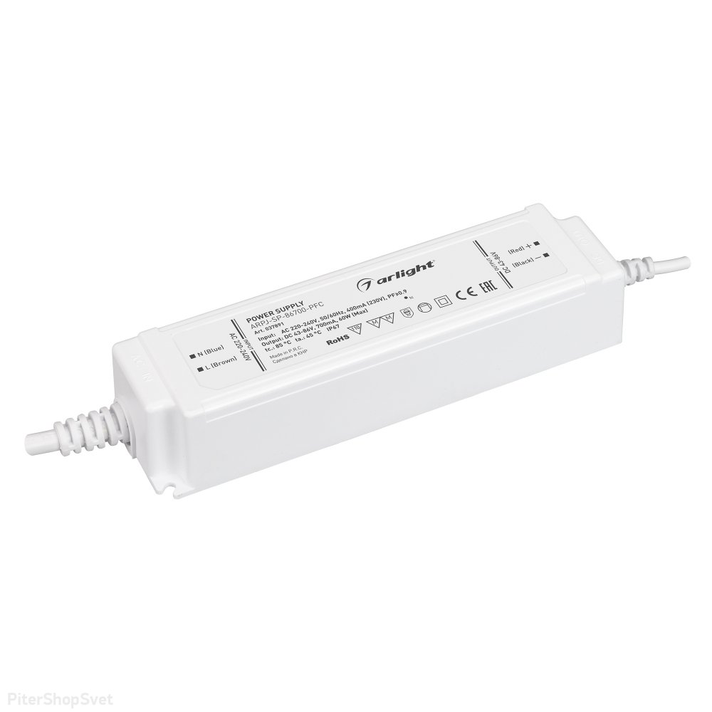 60Вт Источник тока для светильников и мощных светодиодов IP67 «ARPJ-SP-86700-PFC» 037891