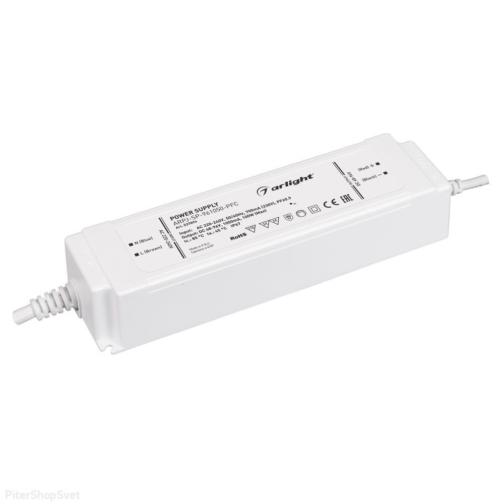 100Вт Источник тока для светильников и мощных светодиодов IP67 «ARPJ-SP-961050-PFC» 037894
