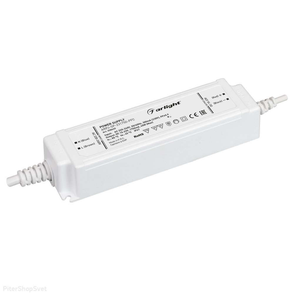 40Вт Источник тока для светильников и мощных светодиодов IP67 «ARPJ-SP-231750-PFC» 038620