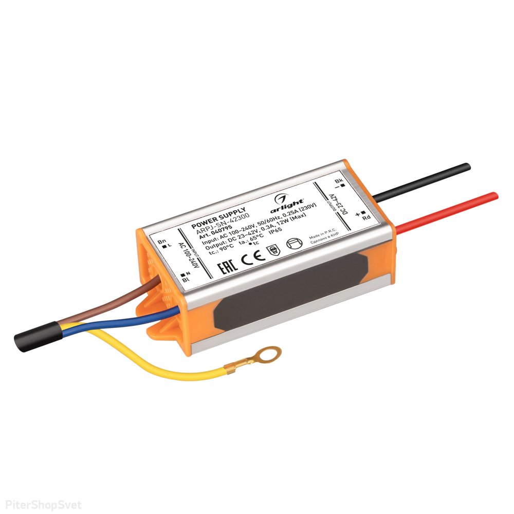 12Вт Источник тока для уличных светильников и мощных светодиодов IP65 «ARPJ-SN-42300» 040795
