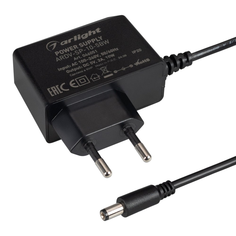 Сетевой адаптер с гальванической развязкой для светодиодных изделий 5В 2А 10Вт «ARDV» 046051