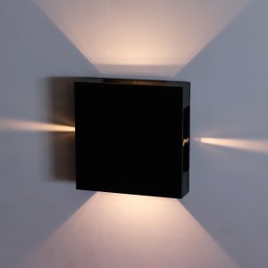 Чёрный уличный настенный светильник регулируемая подсветка в 4 стороны «ALGOL»