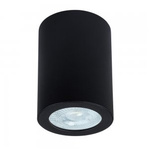 Чёрный накладной потолочный светильник цилиндр с влагозащитой IP44