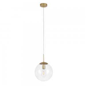 Золотистый подвесной светильник с прозрачным плафоном шар 25см «VOLARE»