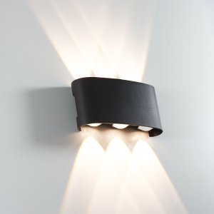 Чёрный уличный настенный светильник для подсветки стены «BOSTO»