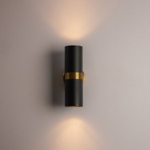 Чёрно-медный настенный светильник цилиндр подсветка в 2 стороны «RAN»