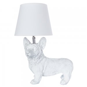 Белая настольная лампа собака Корги «Schedar»