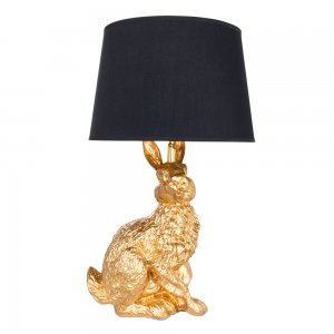 Чёрно-золотая настольная лампа заяц «Izar»