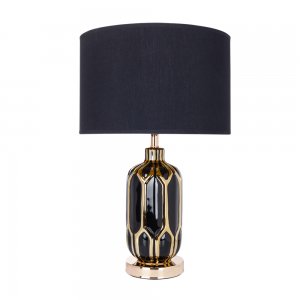 Чёрно-золотая настольная лампа с керамическим основанием «Revati»
