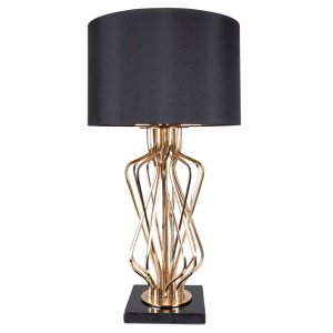 Чёрно-золотая настольная лампа с мраморным основанием «Fire»
