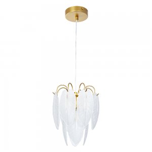 Золотой подвесной светильник со стеклянными перьями «Evie»