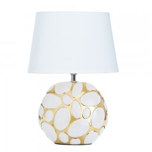 Бело-золотая керамическая настольная лампа с абажуром конусом «Poppy»