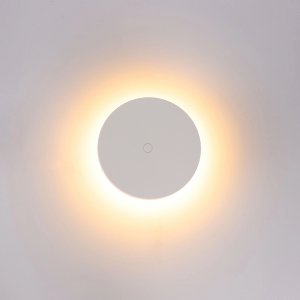 Белый круглый уличный настенный светильник подсветка с сенсорным переключателем «NIMBO»