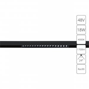 18Вт 4000К чёрный магнитный линейный трековый светильник «Linea»