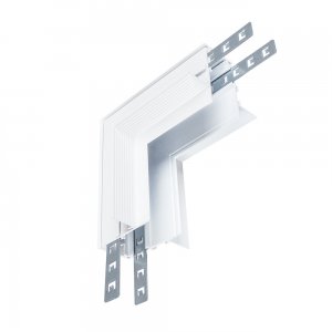 Декоративный белый угловой коннектор внутренний для магнитного встраиваемого шинопровода «LINEA-ACCE