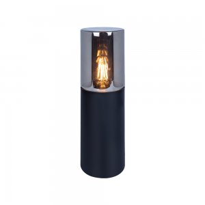 30см уличный цилиндрический светильник столб с дымчатым плафоном «Wazn»