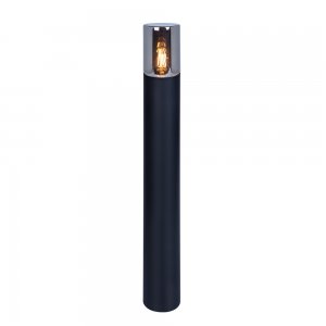 80см уличный цилиндрический светильник столб с дымчатым плафоном «Wazn»