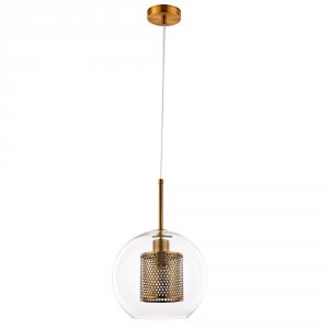 Подвесной светильник шар 25см с металлическим цилиндром внутри «Manchester»