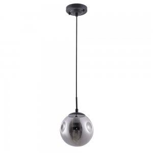 Чёрный подвесной светильник с дымчатым плафоном Ø15см «Tureis»